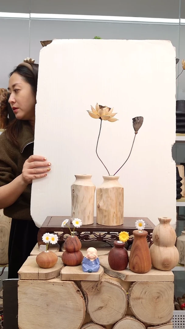 木实木花瓶自然开裂纹直播间发一个