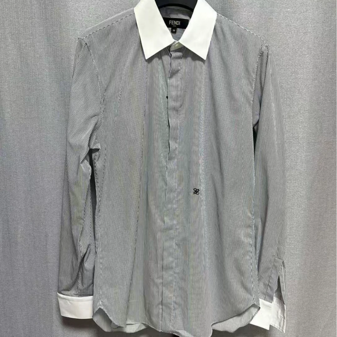 未使用 FENDI/芬迪 条纹翻领长袖衬衫