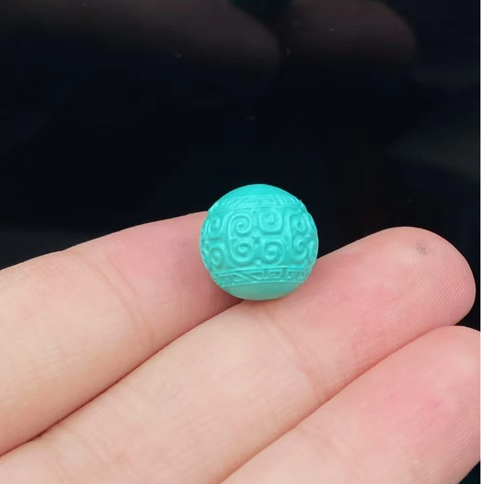 【072】12mm回纹圆珠高瓷绿配珠散珠文玩配珠