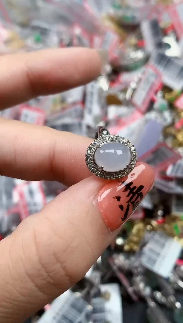 银S925镶嵌戒指翡翠天然A货缅甸翡翠