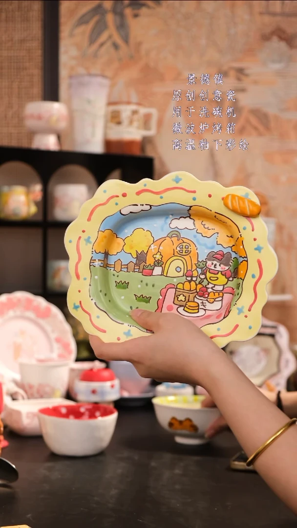 摆件景德镇手工手绘设计师款