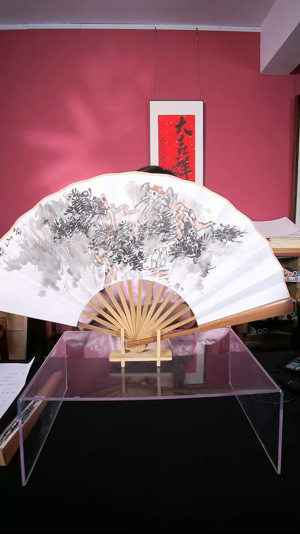 国画杜大江折扇作品