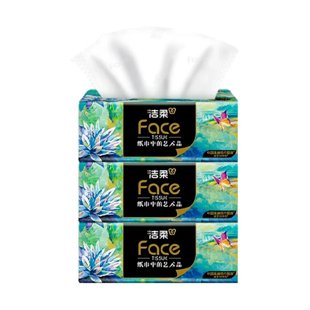 洁柔软抽艺术油画抽纸四层开学纸巾家用纸巾厚实大号加厚家用抽纸