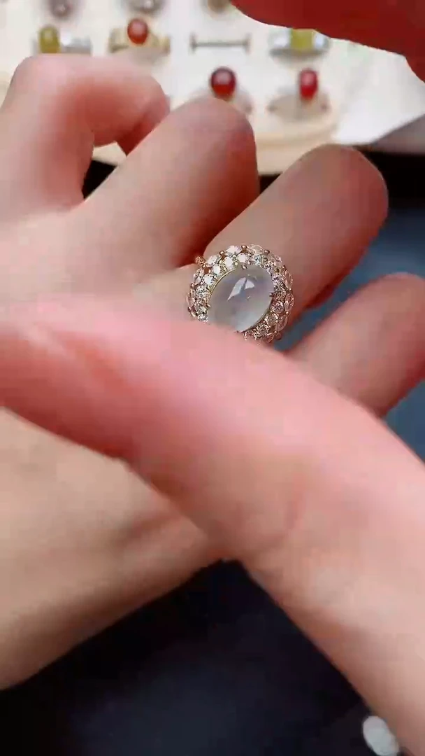 银S925镶嵌戒指翡翠...