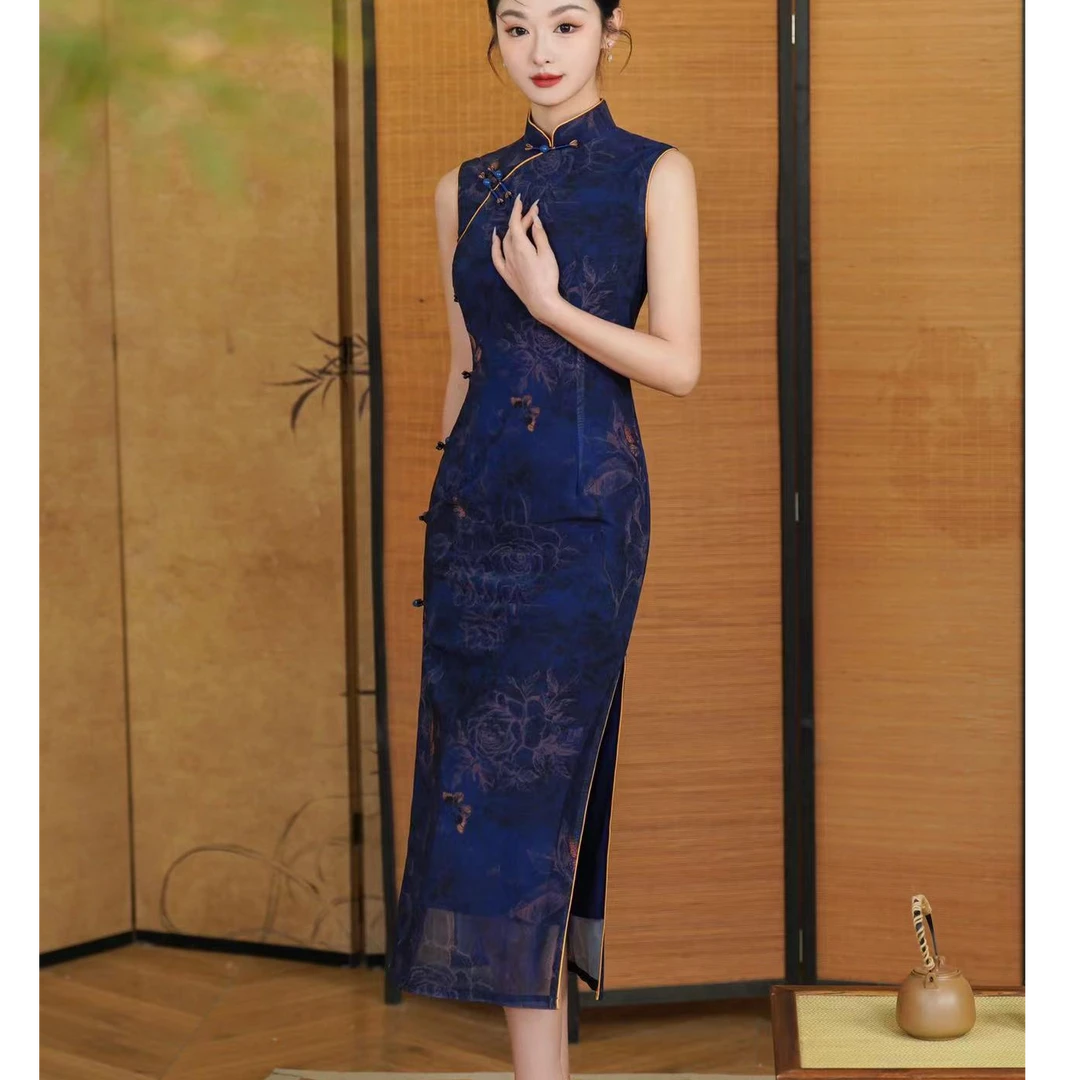 【锦绣香影】上上喜春夏新款复古时尚无袖少女长旗袍