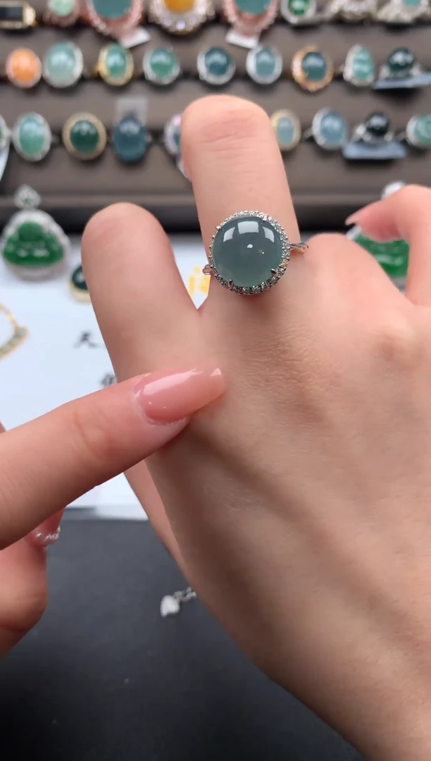 【闪购商品】翡翠戒指银S925镶嵌1241