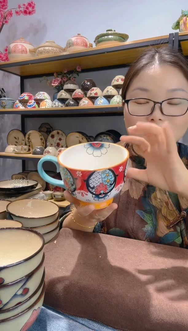 瓷片小可高温瓷餐具早餐杯1只