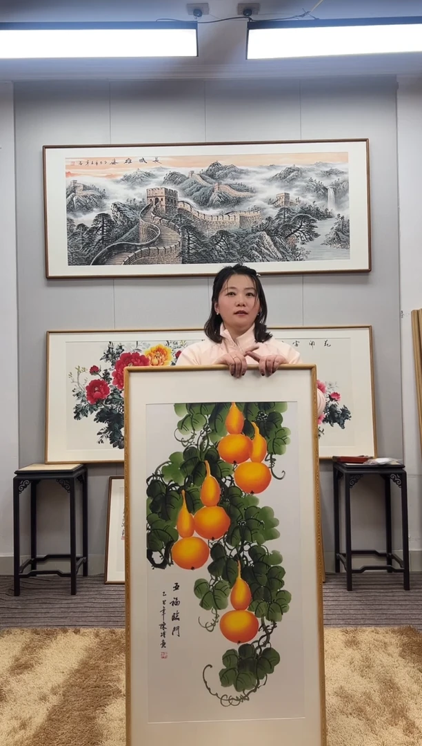 国画手绘葫芦122*62尺寸