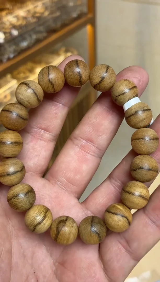 沉香手串 达拉干圆珠单圈虎皮纹1.3+多样性发其一