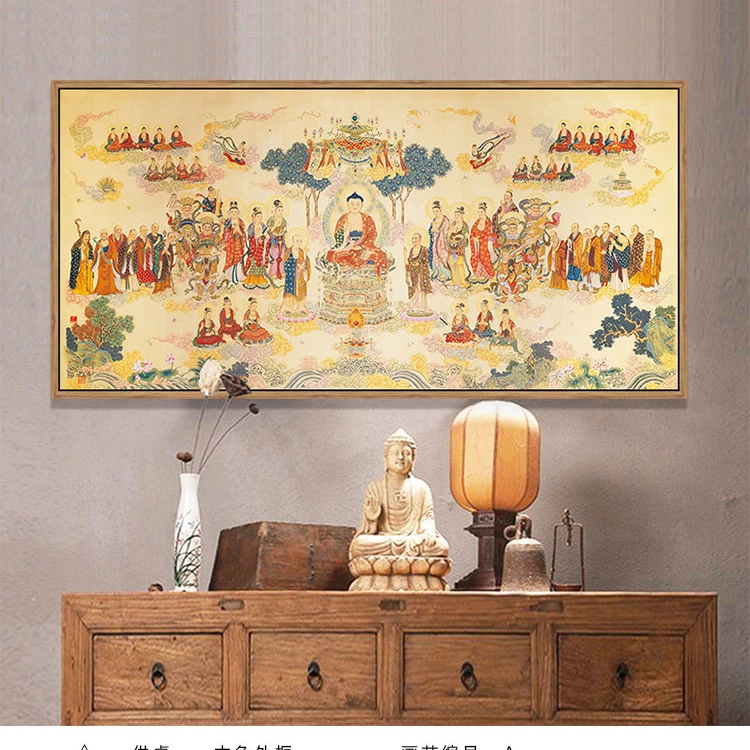 中堂佛系全佛图佛家画像藏式佛堂装饰画释迦牟尼说法图客厅壁画