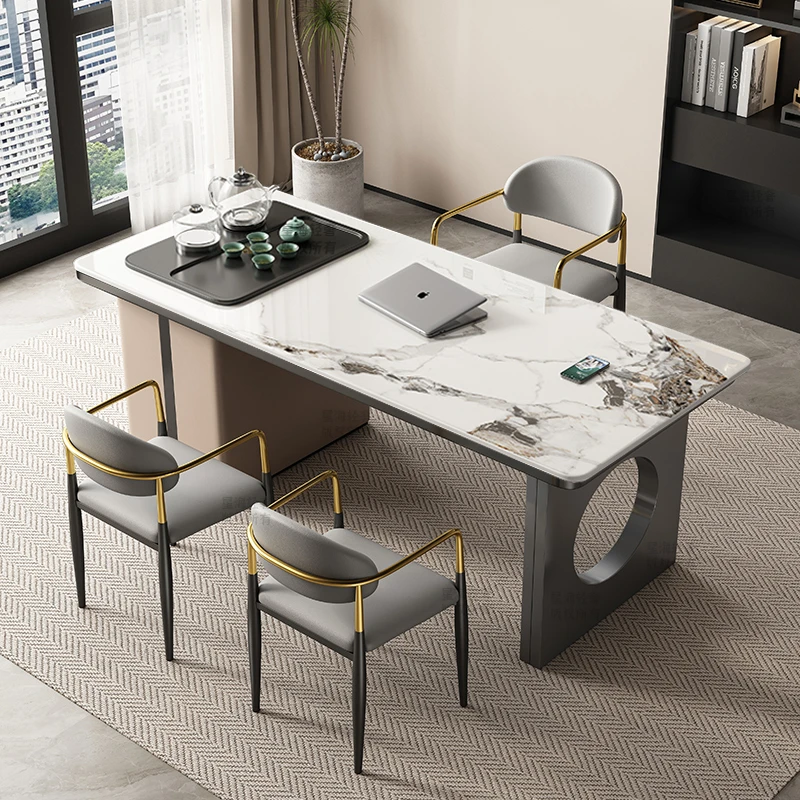 轻奢简约现代岩板茶桌椅组合阳台烧水壶一体办公室石板小茶台茶几