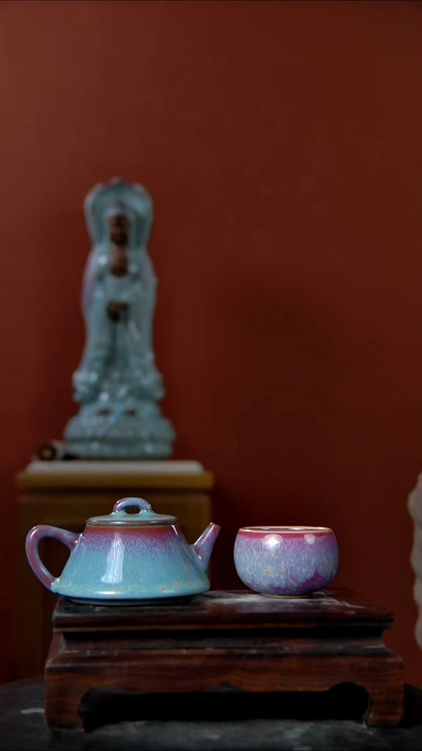 摆件大宋官窑【炭烧壶+炭烧杯】