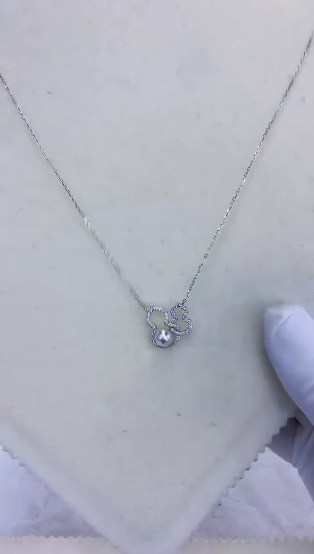 银S925镶嵌饰品海水珍珠银色葫芦套链