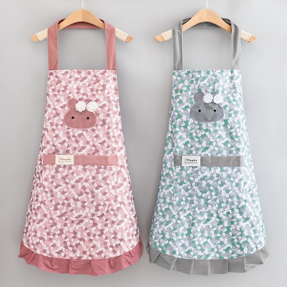 防水围裙新款防油洋气耐磨厨房上班围腰时尚家用做饭罩衣工作服