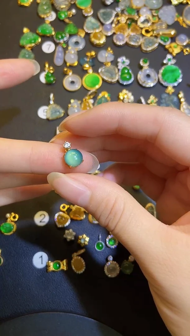 吊坠(不含链)银S925镶嵌翡翠1