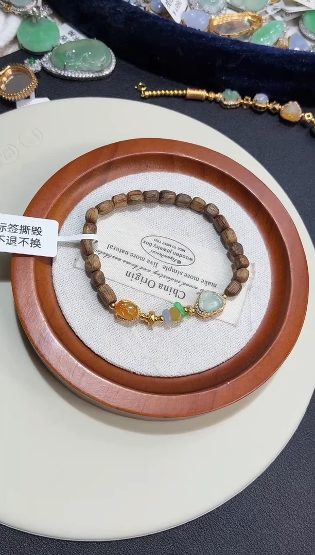 吊坠(不含链)银S925镶嵌翡翠手串