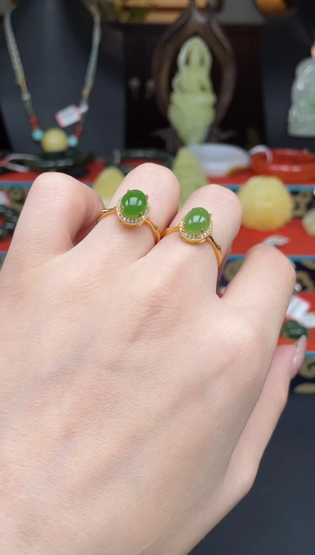 和田玉戒指银S925镶嵌f069多样性发其一