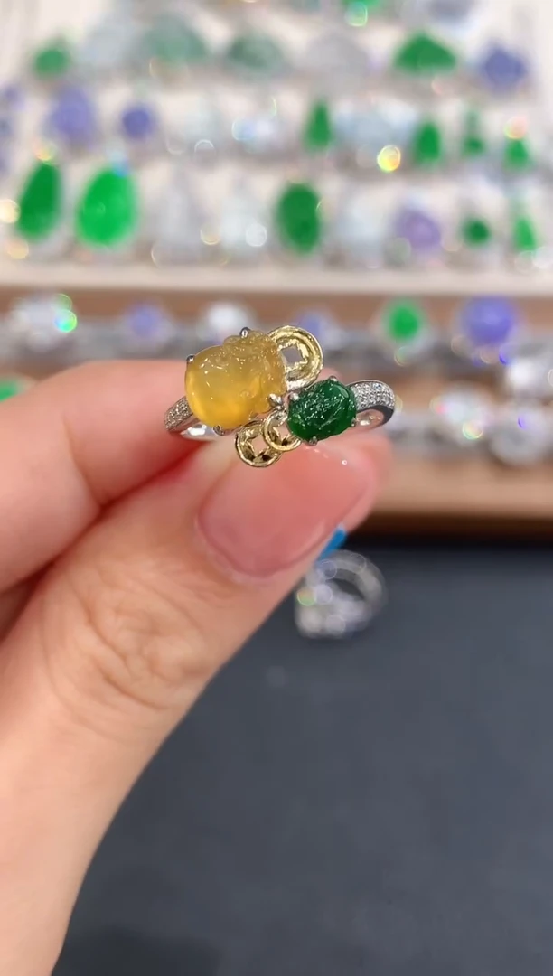 18K金镶嵌戒指翡翠a58多样性一件发货