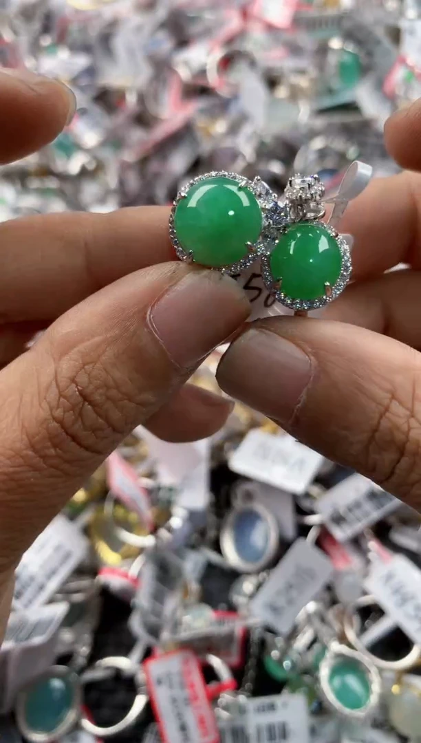 银S925镶嵌戒指翡翠13              10