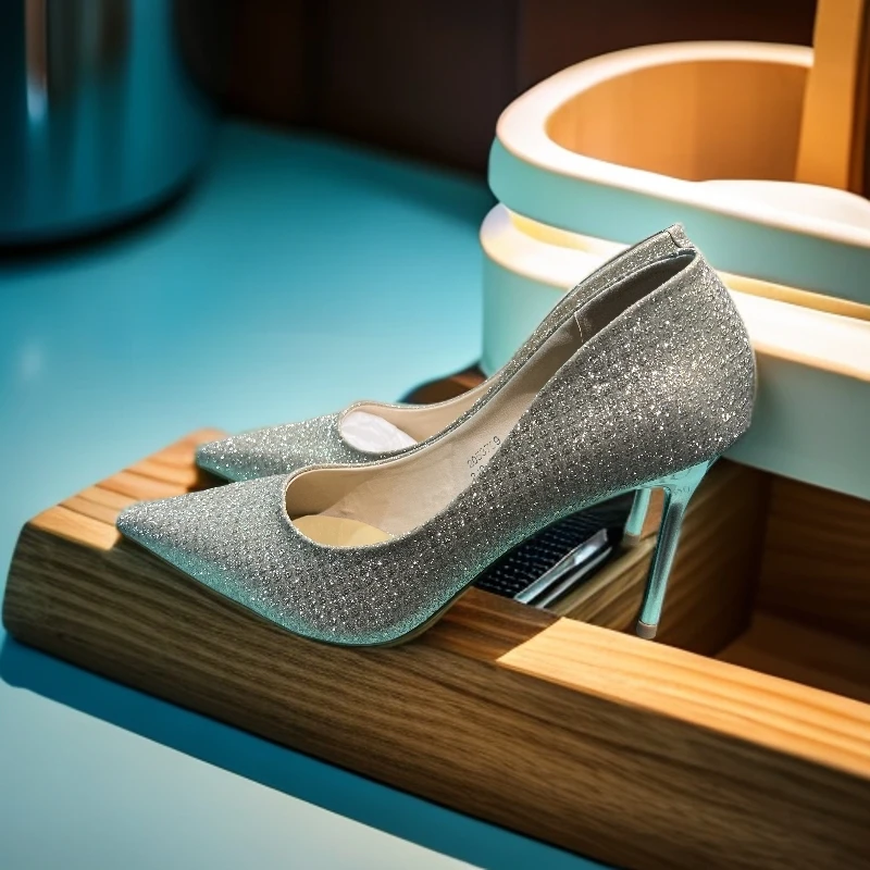 201-300女鞋气质时尚百搭细跟银色尖头春季浅口