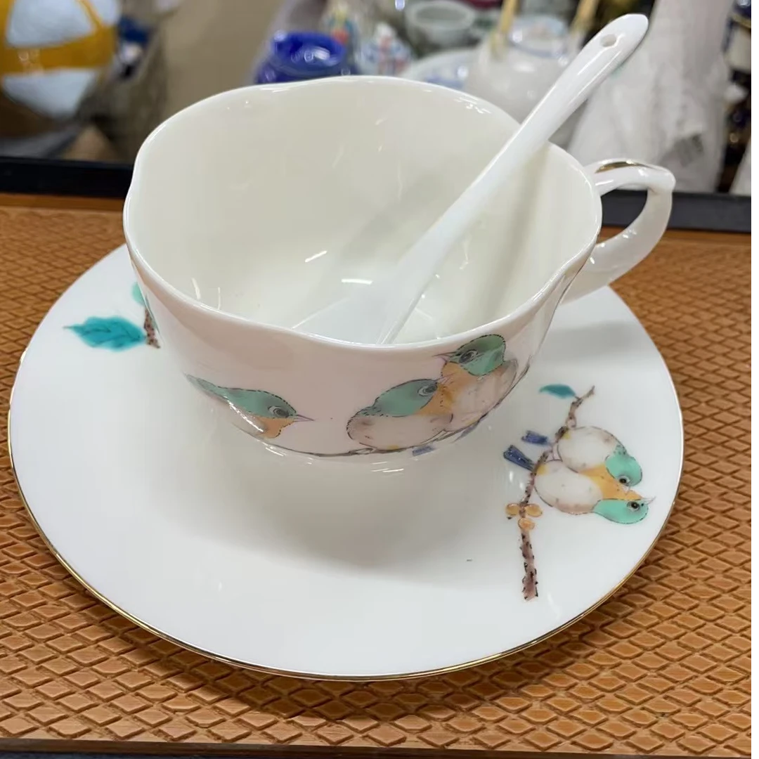 日式回流秀园鸟咖啡杯