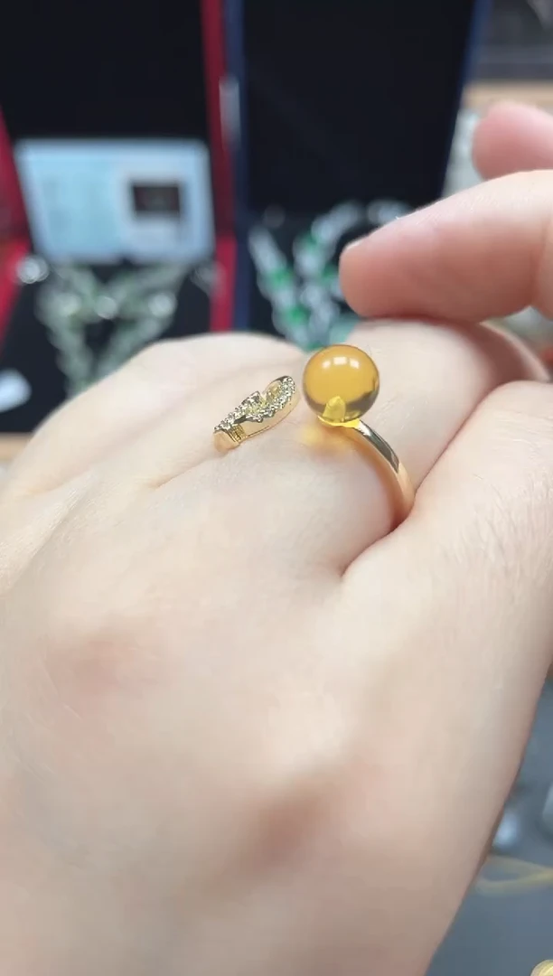 未镶嵌蓝珀戒指多样性发货拍一发一