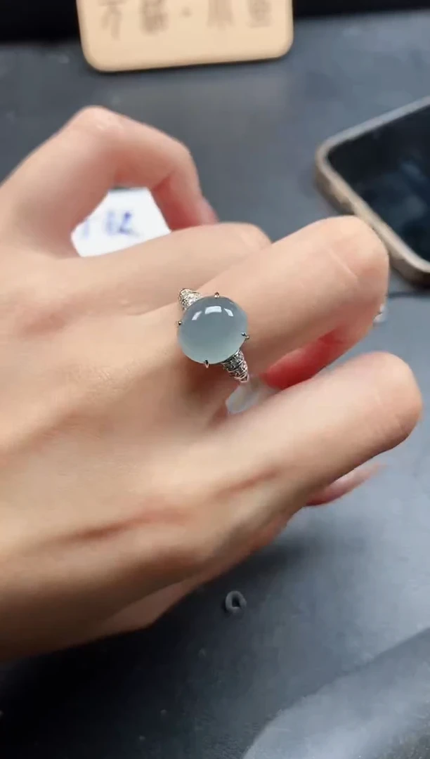 银S925镶嵌戒指翡翠51511