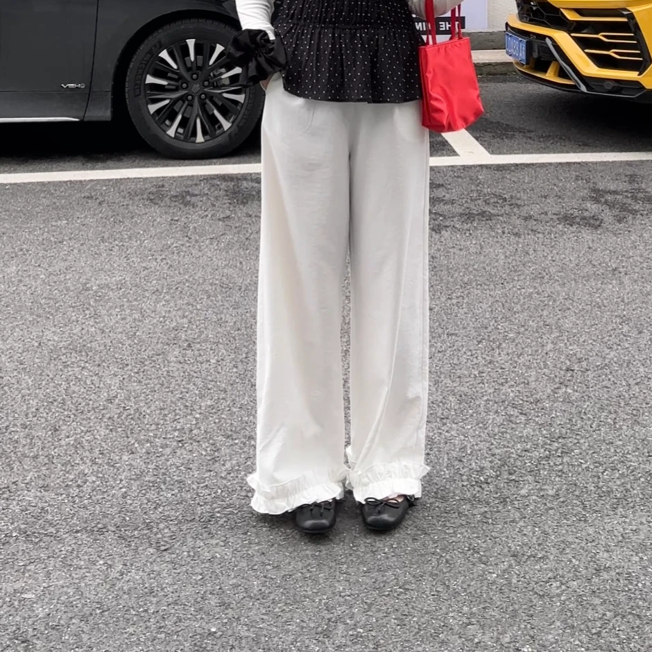 晶咕晶咕【垂垂裤】休闲百搭垂感韩版慵懒风高腰宽松直筒长裤