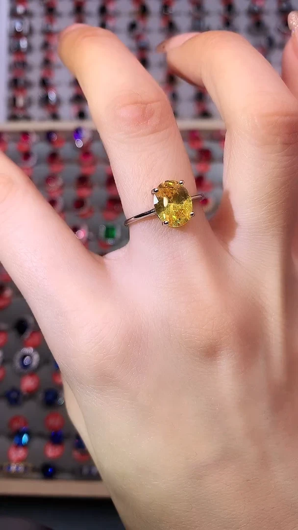 【闪购商品】黄晶戒指银S925镶嵌111111