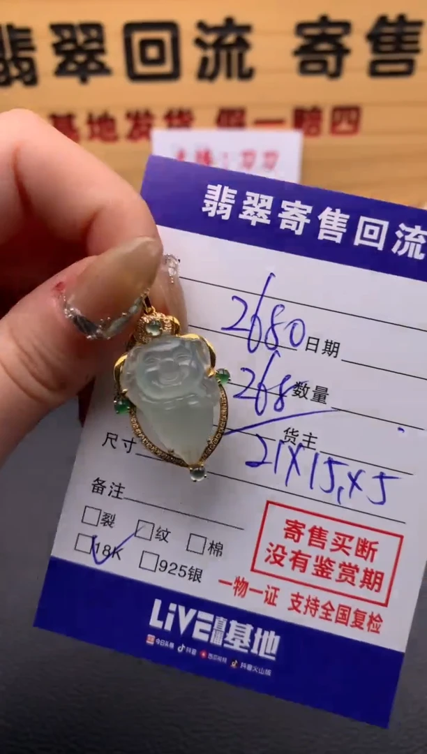 【闪购商品】翡翠颈饰18K金镶嵌21009602