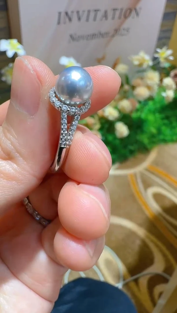 银S925镶嵌戒指海水珍珠多样性团购发一件