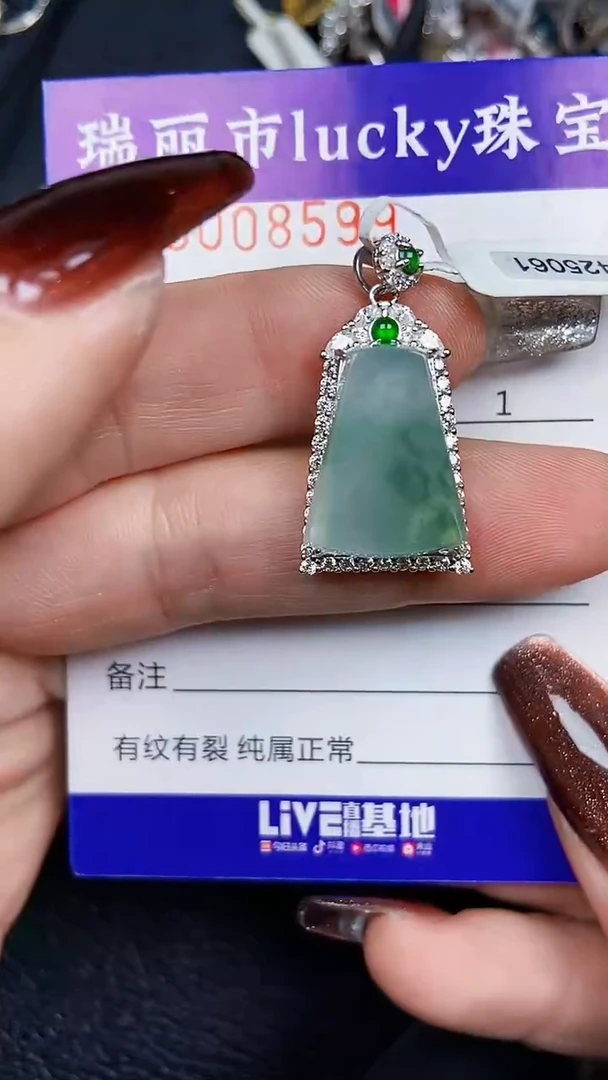 颈饰银S925镶嵌翡翠8599