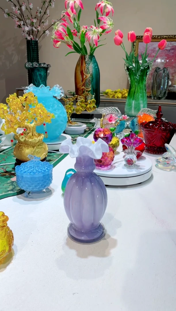 【闪购商品】琉璃手工艺品精致紫色小花瓶