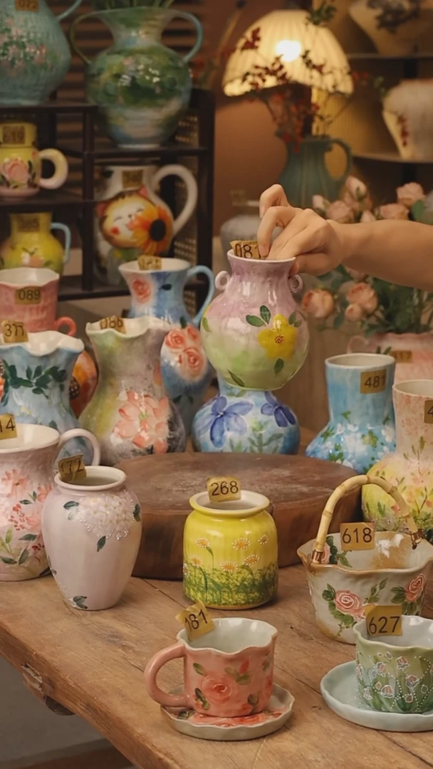 陶瓷081景德镇设计师手作花器摆件侘寂风