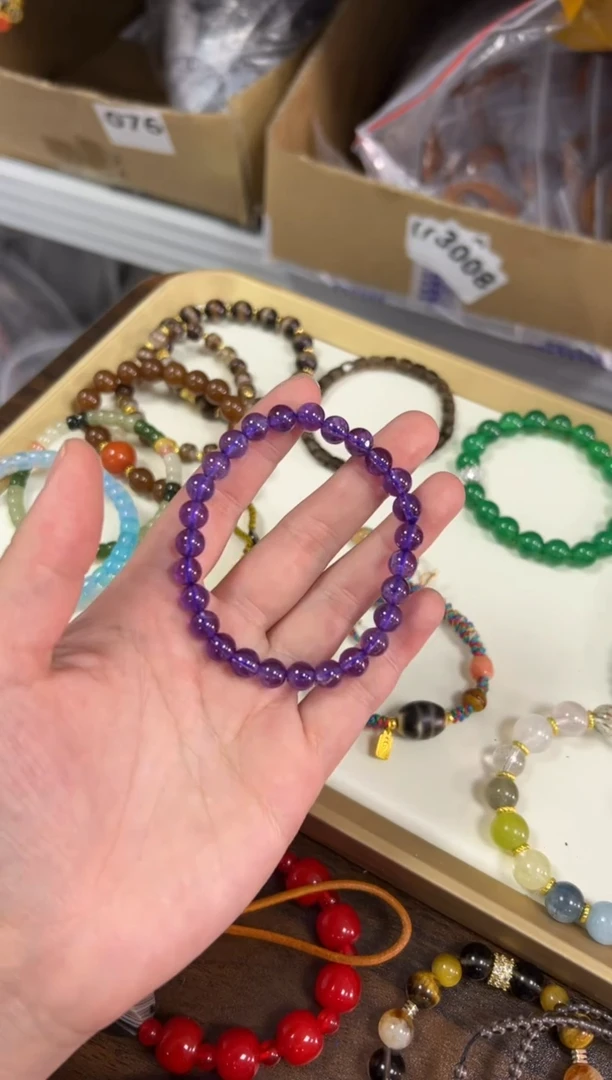 水晶手链未镶嵌巴西紫水晶圆珠手链[1848]