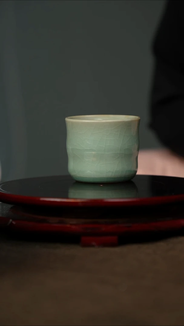 全品 竹节杯 仿古釉