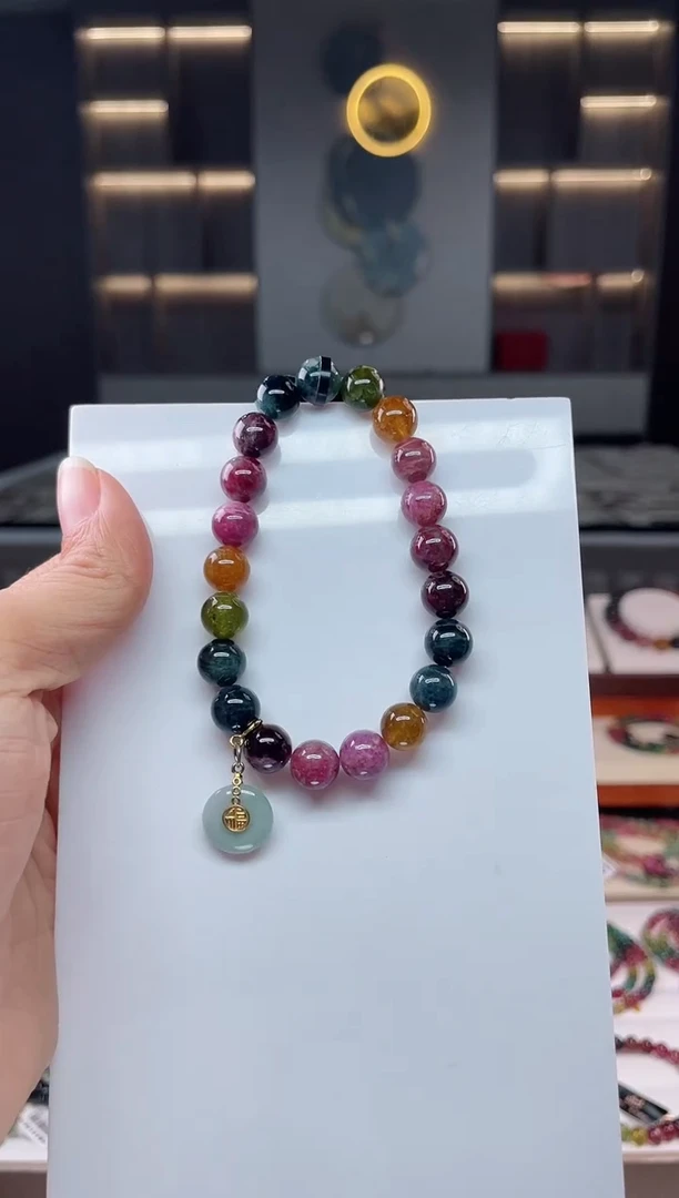 未镶嵌老矿碧玺单圈手串9mm+碧玺（多样性发一条）Q