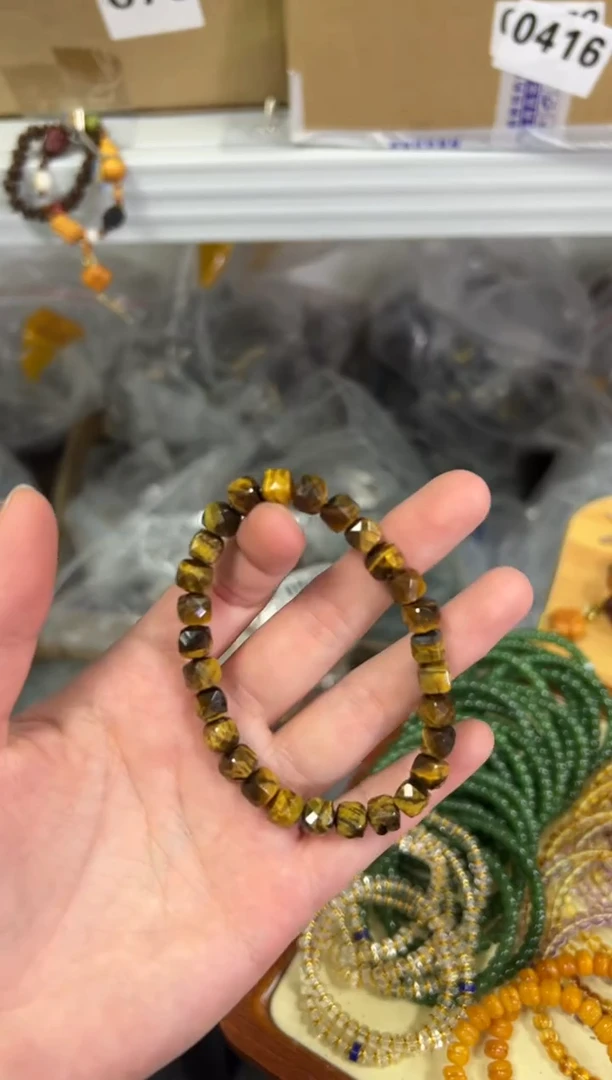 【闪购商品】木变石（虎睛石）手链未镶嵌黄虎眼四方切面珠手链[1029]