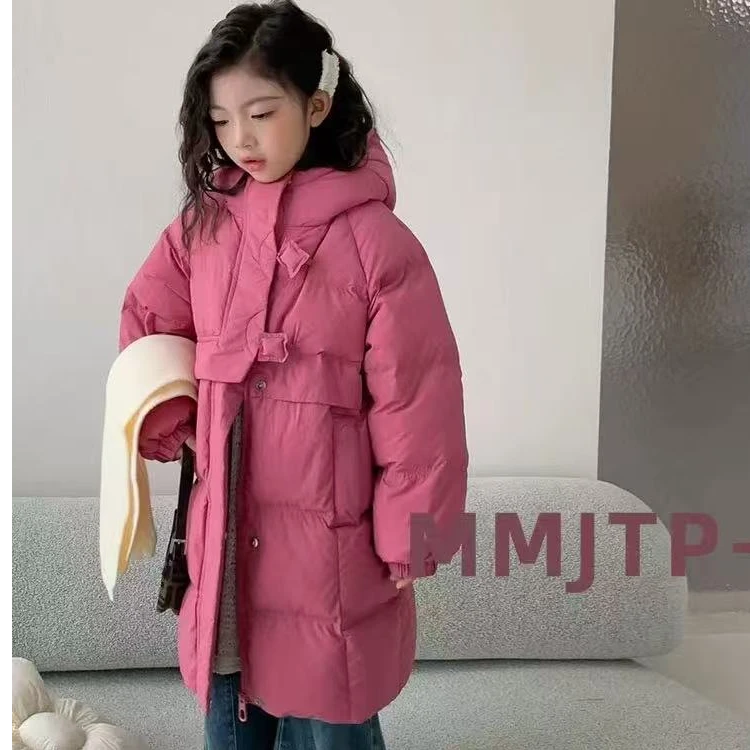 果趣【现】中大童韩版加厚长款羽绒服冬款外套