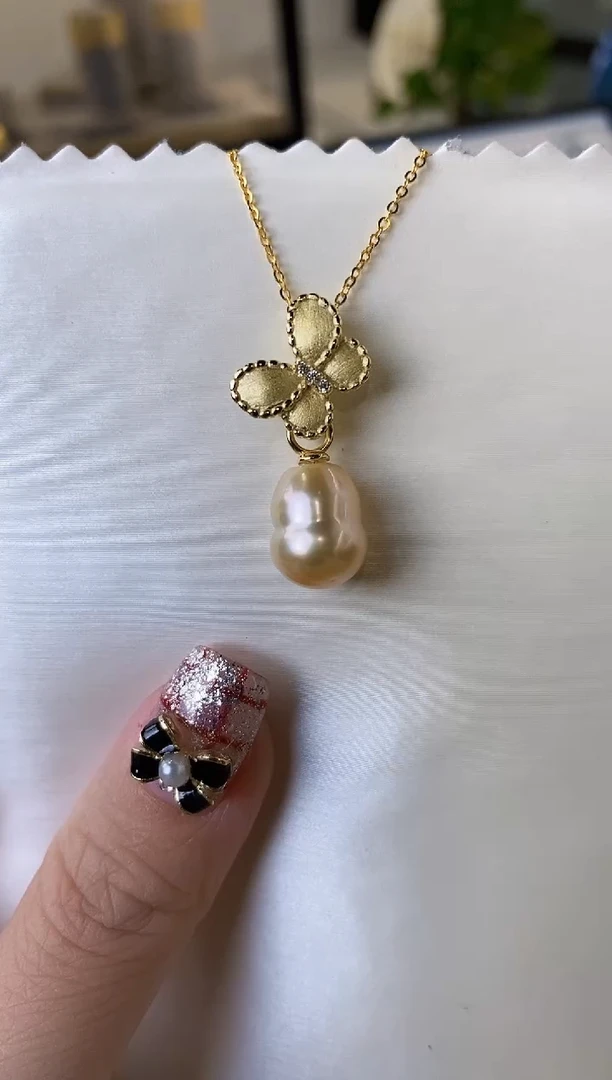 【闪购商品】海水珍珠吊坠(赠链)银S925镶嵌9-10海水珍珠吊坠