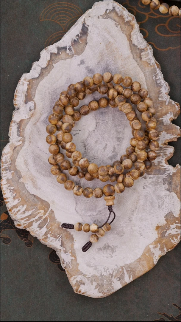 手串沉香天然野生虫漏正065圆珠多圈