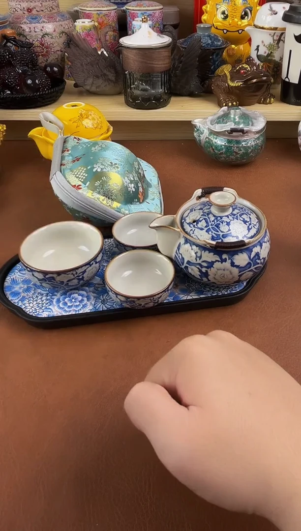 陶瓷茶具摆件旅行套组