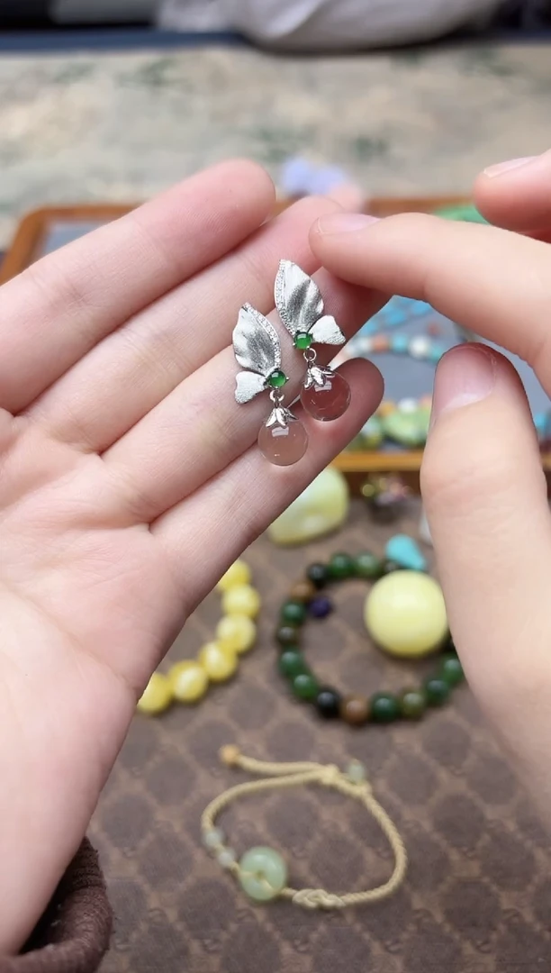 银S925镶嵌耳饰水晶s925银水晶耳坠LXY