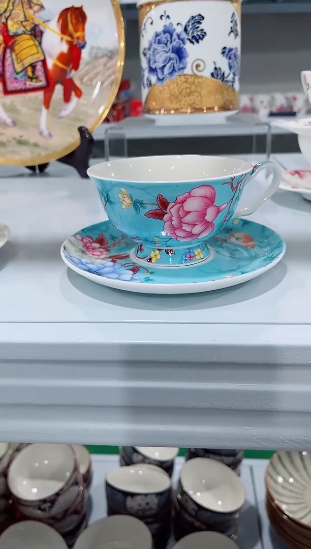 瓷片陶瓷瓷片（简装）咖啡杯碟一套