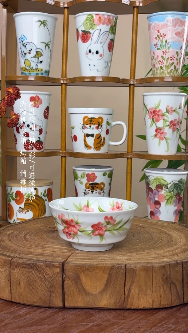 瓷片景德镇手绘釉中彩（食品级）小高脚碗