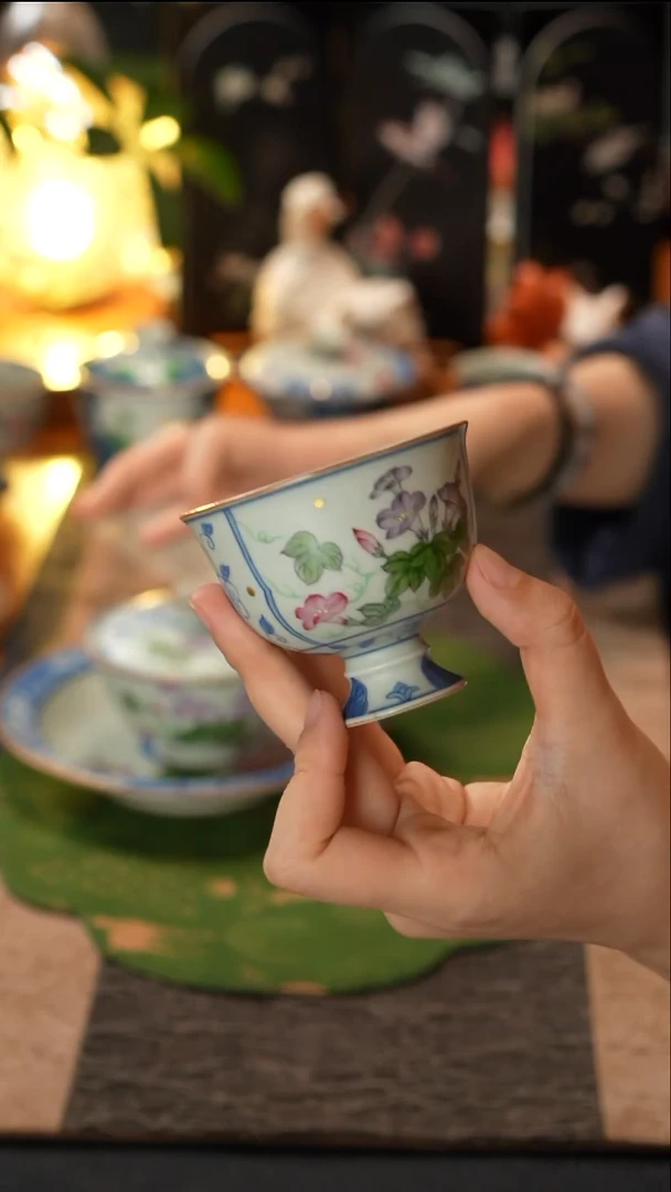 素谷 青花开窗牵牛花主人杯牵牛花