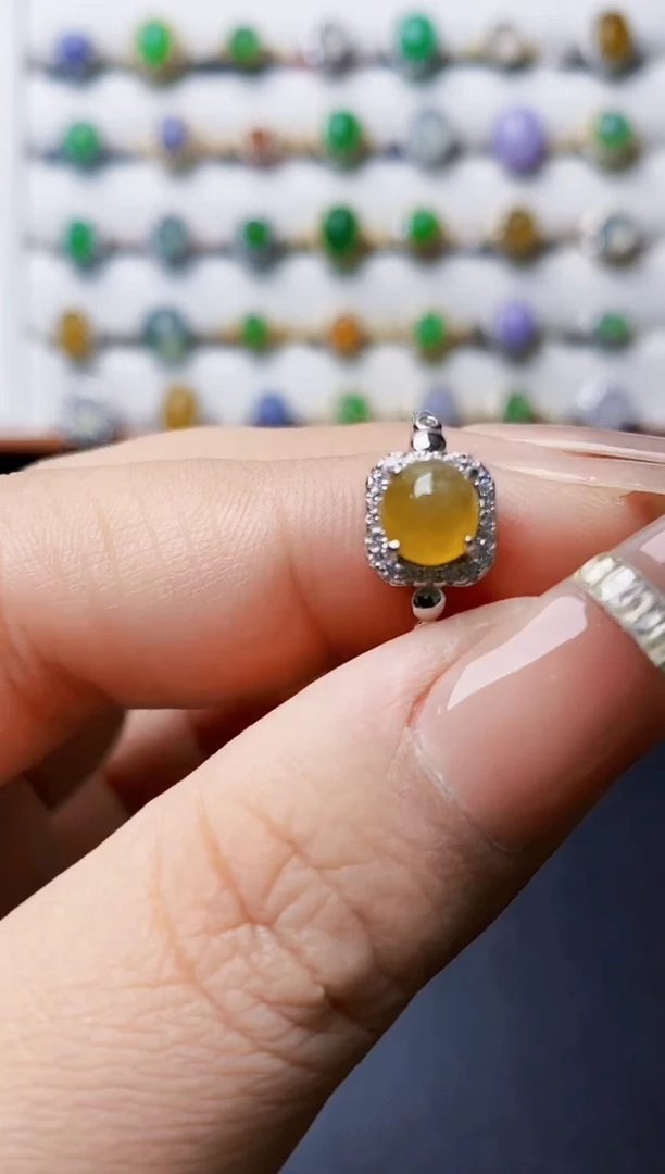 银S925镶嵌戒指翡翠0036