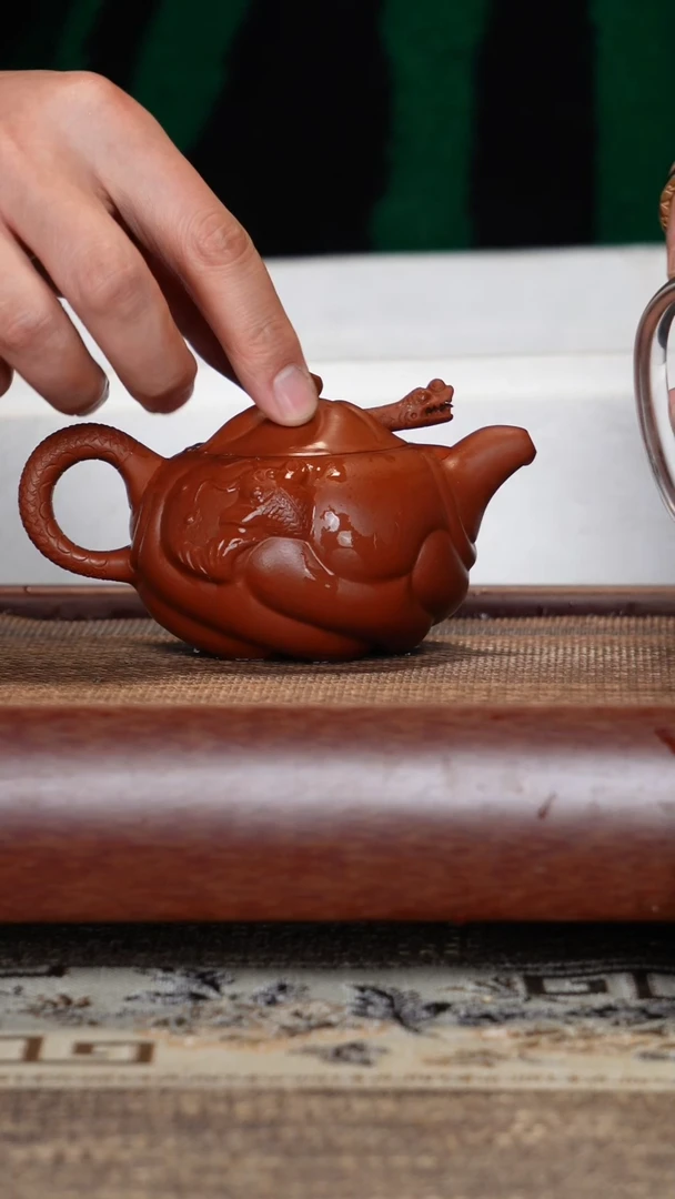 【闪购商品】紫砂茶壶鱼化龙朱泥3