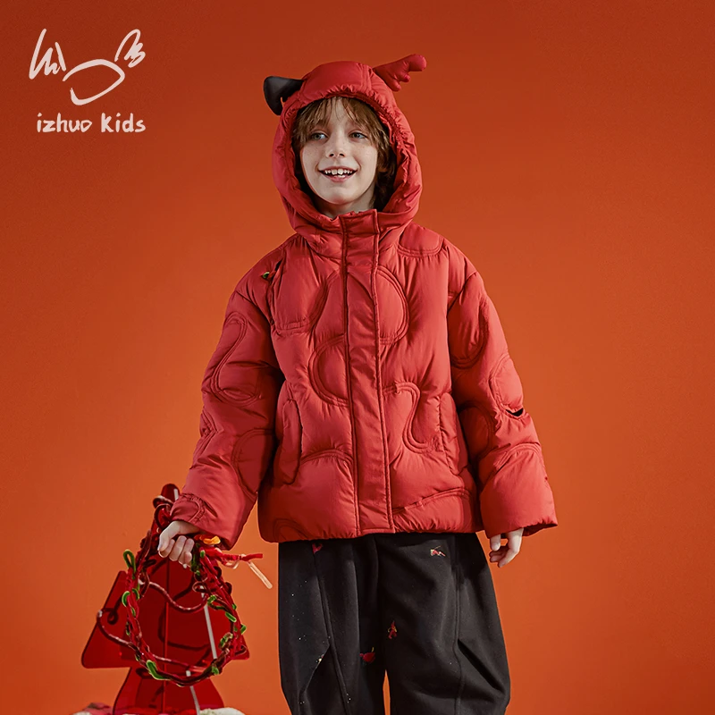 小日着美学童装加厚连帽极寒羽绒服2025冬季新款中大男女TB8214Y2
