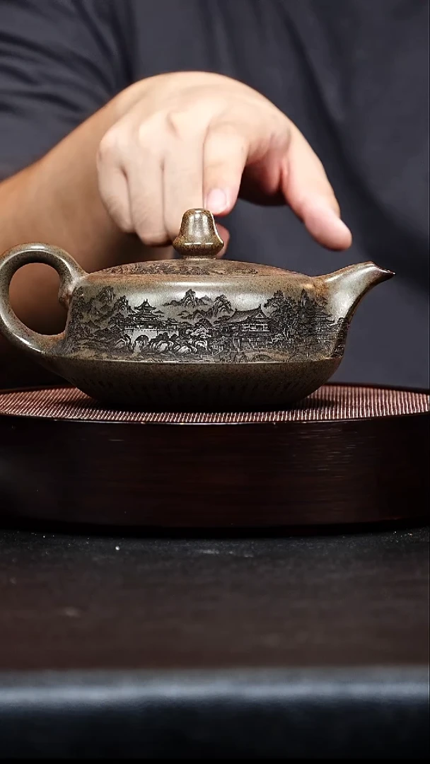 茶壶紫砂宜兴紫砂 曲壶 沉香泥